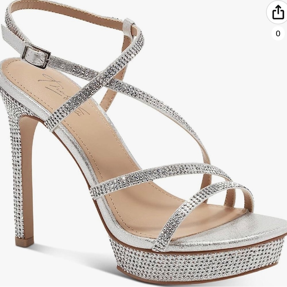 Thalia Sodi 9 NIB Womens Sunnie Silver Embellished Sandals Platform wedding